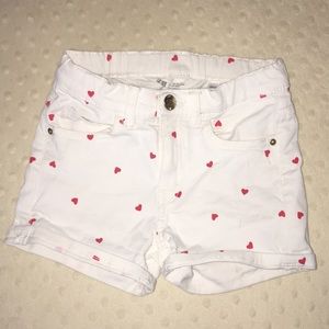 H&M girls white shorts with red hearts